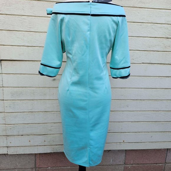 NWT oxiuly fashion vintage recreate sunday dress powder blue Size S - Picture 4 of 7
